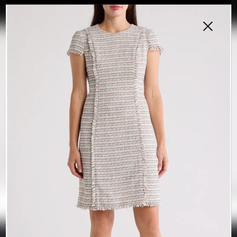 Eliza J Cap Sleeve Bouclé A-Line Dress Size 16 Nwt - Picture 2 of 15